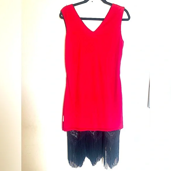 ZEAGOO 1920’s Flapper Dress-Size (10-12)/L-Dior Red/Blk - Picture 4 of 6